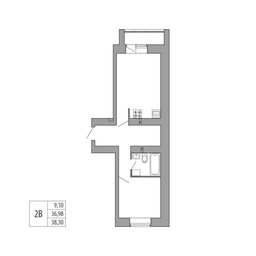 Купить 2-комнатную квартиру (2В) ЖК Восьмое небо г. Кукмор жилой дом №1